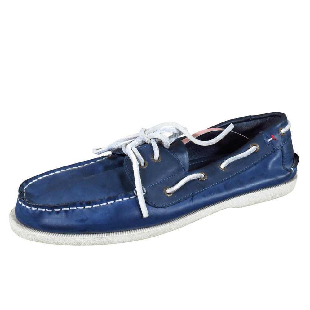 Tommy Hilfiger Boat Men Casual Boat Shoe Size 10 Nautical Leather Blue